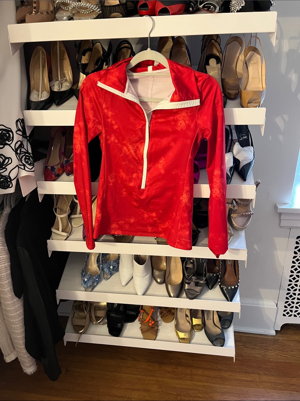 Women's Red Long-Sleeve Zip Pullover Hoodie